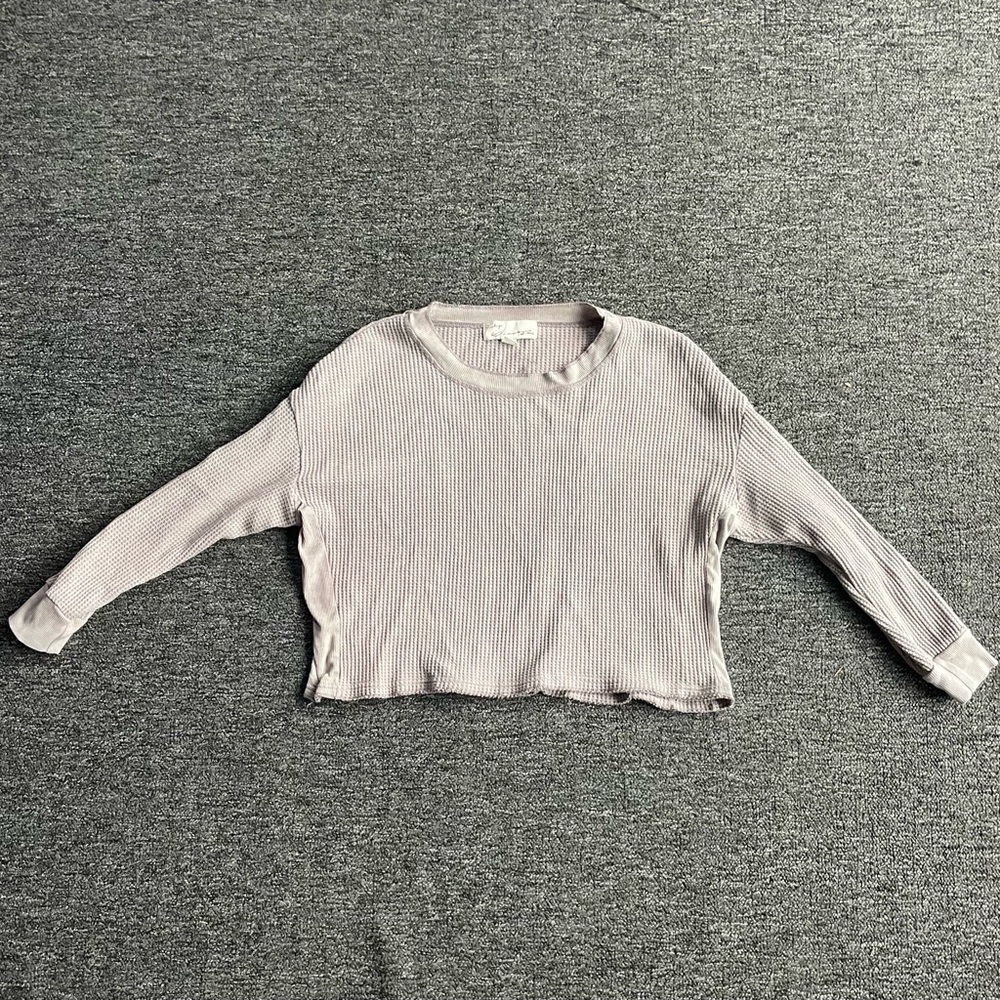 Vintage Havana Gray Crew Neck Sweater Classic Waffle Knit